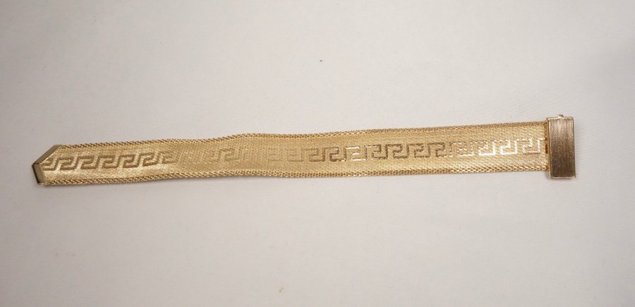 SÅ SNYGGT VINTAGE BRETT ARMBAND GULD PLÄTERAT | 70-TAL GREKISK DESIGN MÖNSTER