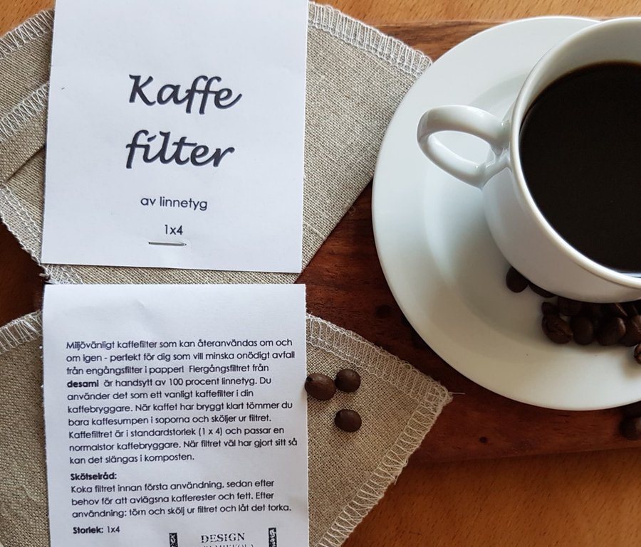 2-pack eko flergånsfilter kaffefilter i linnetyg Färg: OBLEKT