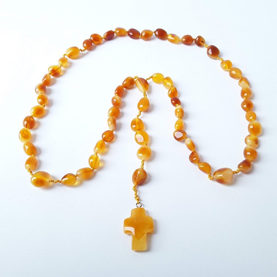 Baltic amber gemstone ROSARY knotted Catholic Christian religious rosary prayer