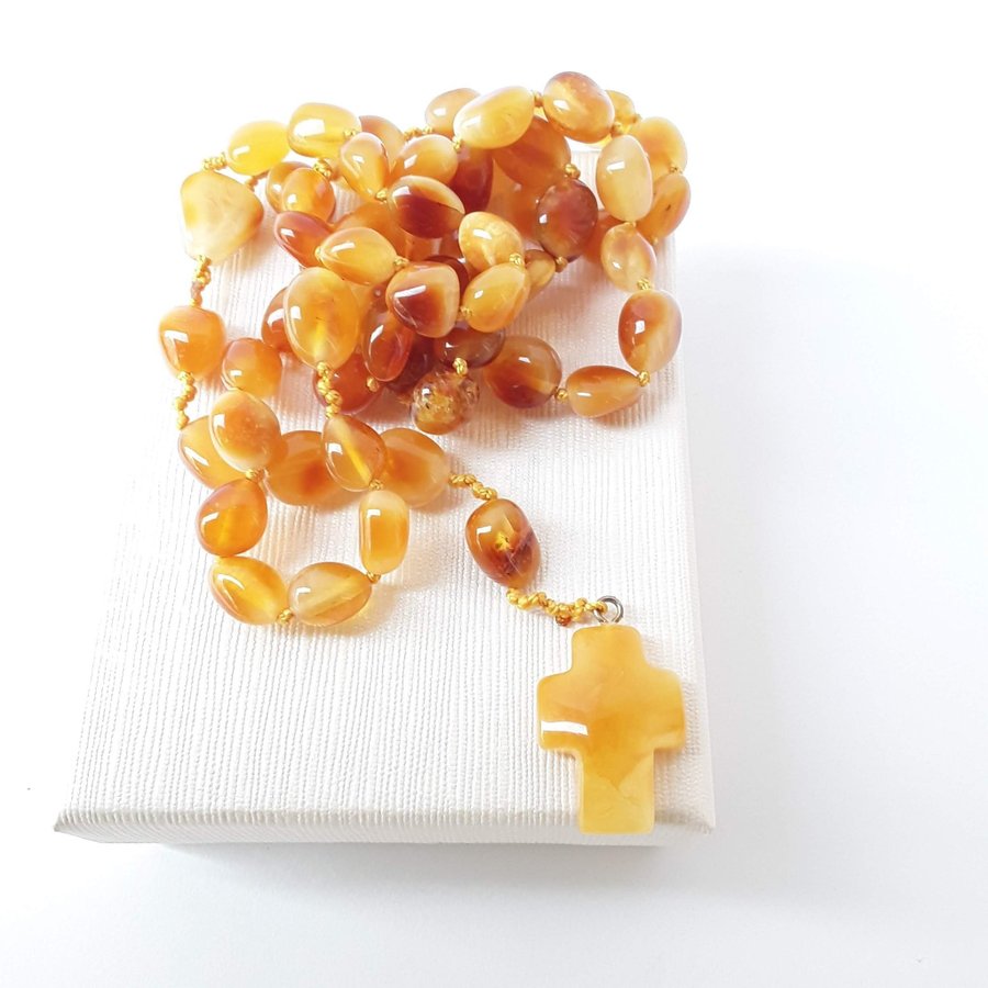 Baltic amber gemstone ROSARY knotted Catholic Christian religious rosary prayer