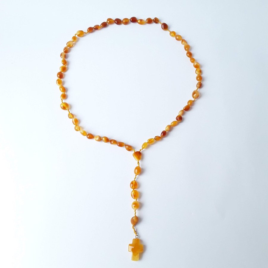 Baltic amber gemstone ROSARY knotted Catholic Christian religious rosary prayer