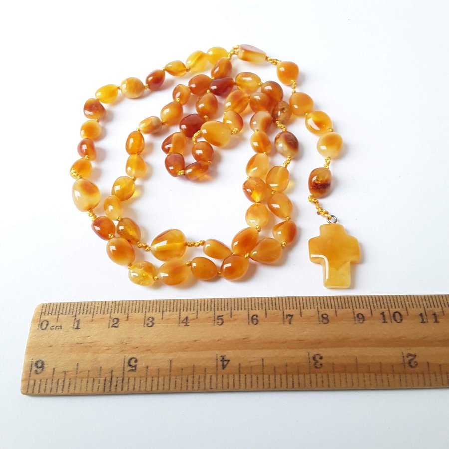 Baltic amber gemstone ROSARY knotted Catholic Christian religious rosary prayer