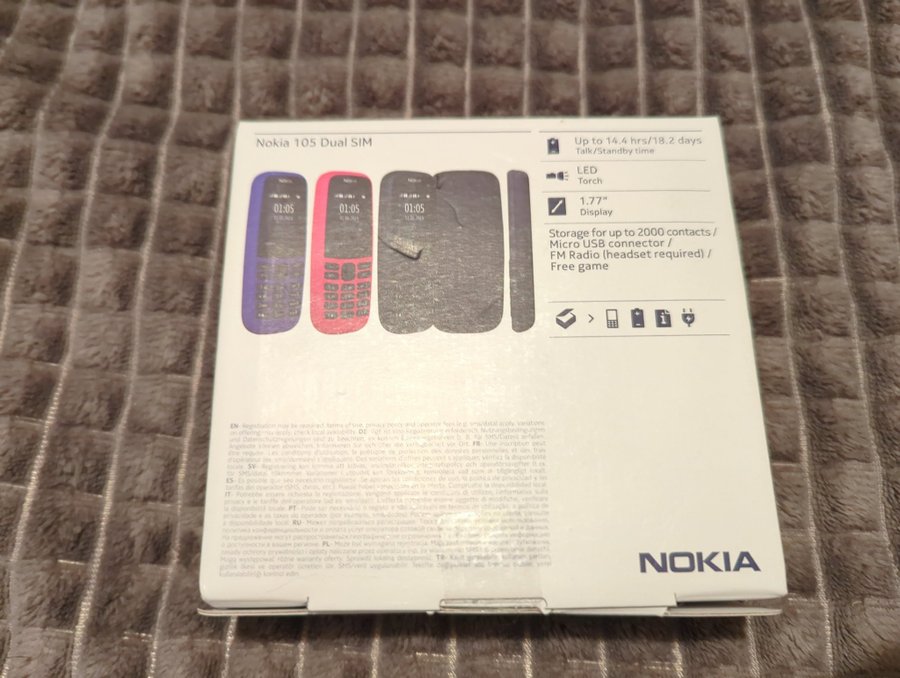 Nokia 105 dual sim telefon i bra skick komplett i kartong