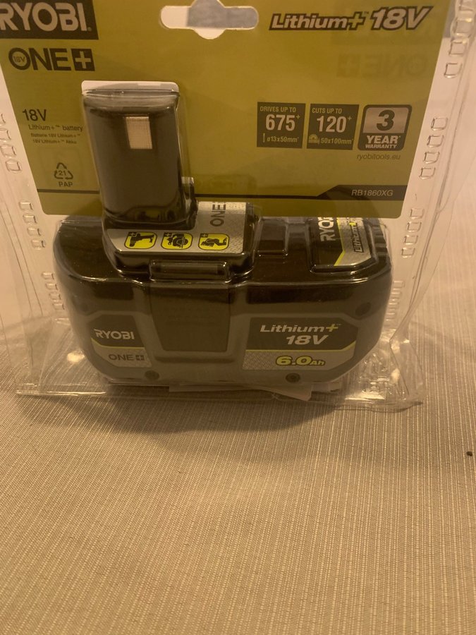 Helt ny Ryobi 18V 6.0Ah Lithium+ Batteri