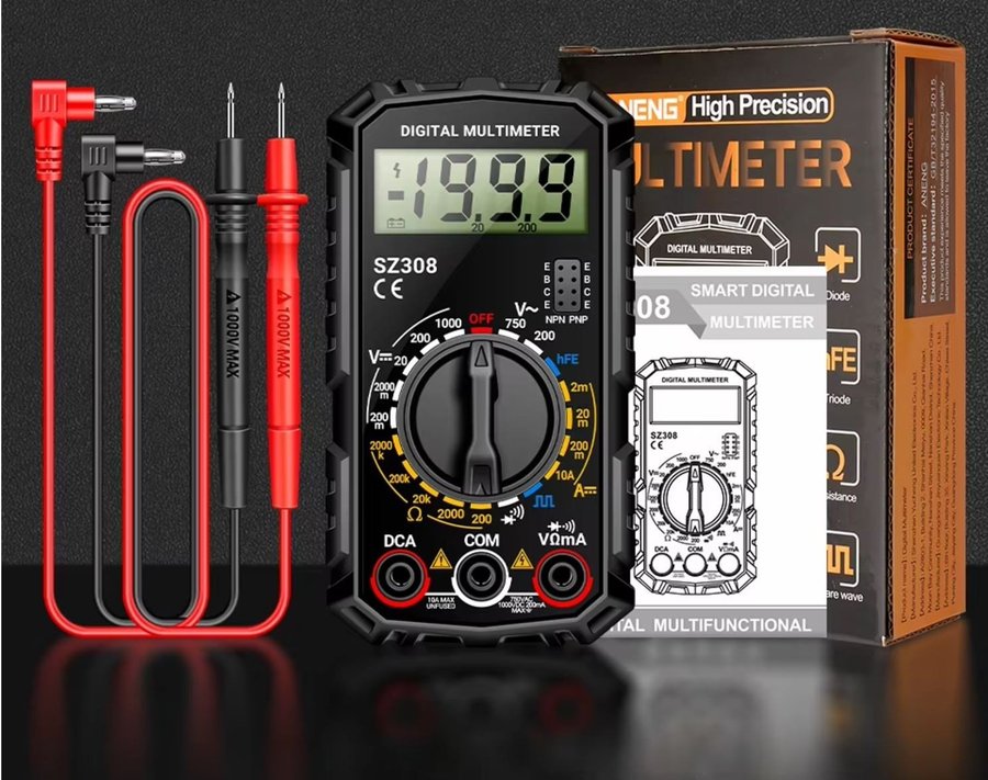 Digital Multimeter - Multifunktionell AC/DC Mätare med LCD och Bakgrundsbelysnin