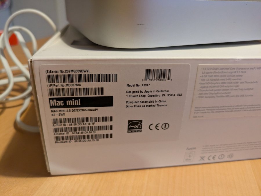 Mac mini A1347 med låda