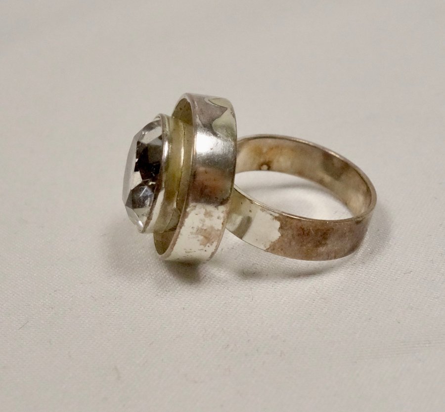 SÅ LÄCKER VINTAGE RING I SILVER MED BERGSKRISTALL | 830S NORGE DANMARK?