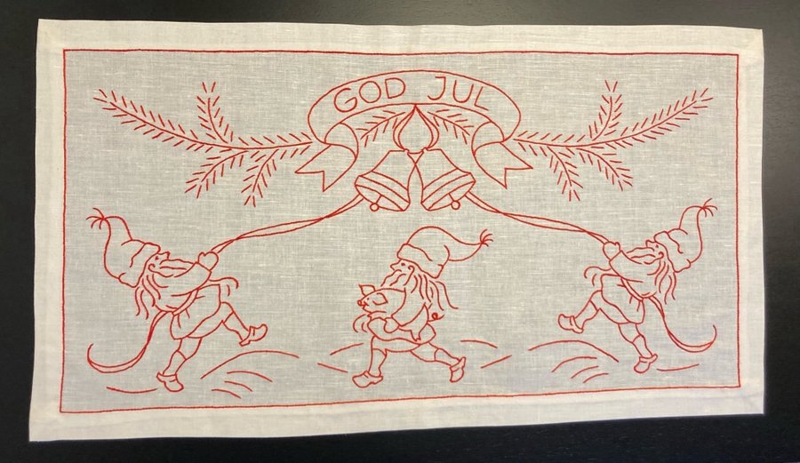 Vacker handbroderad julbonad - God Jul