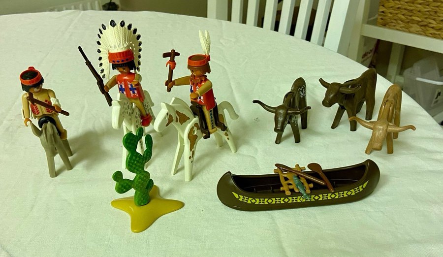 Playmobil Indianer set med hästar kanot och bisonoxar