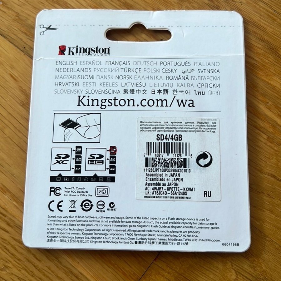 Kingston SD-kort 4GB Class 2