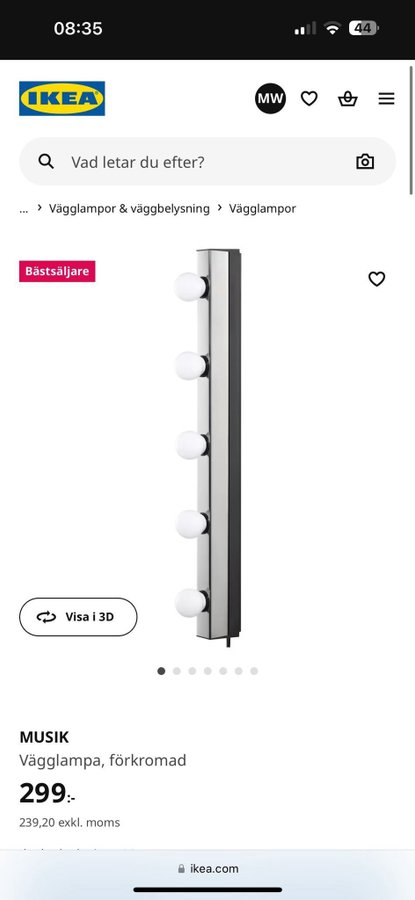 IKEA MUSIK Vägglampa