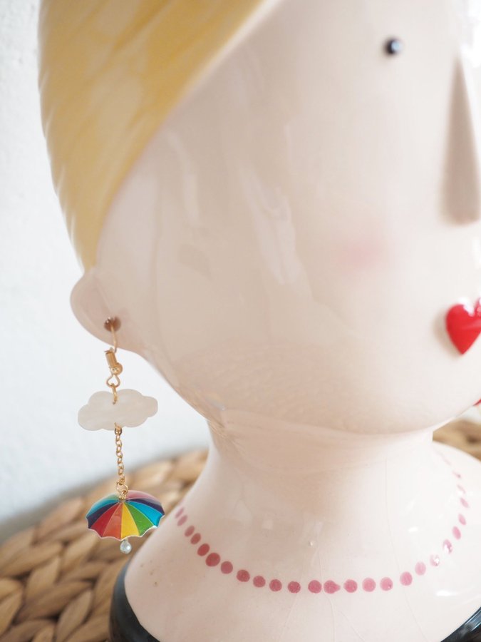 Rainbow umbrella earring - Rainy day earrings