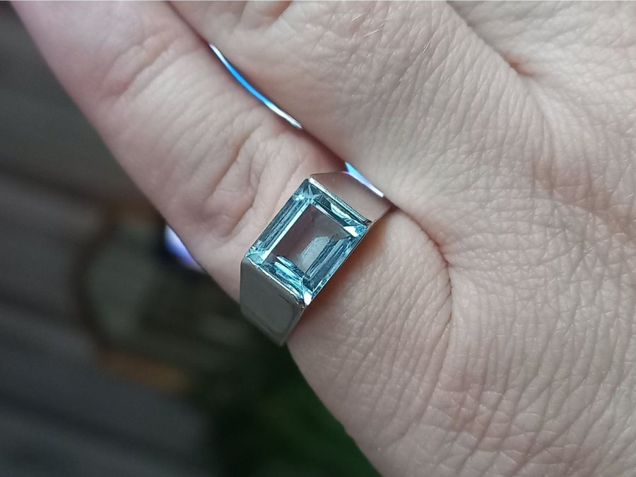 Vintage RING äkta silver BLÅ SPINELL Mattson  Olsson Malmö stl 1725