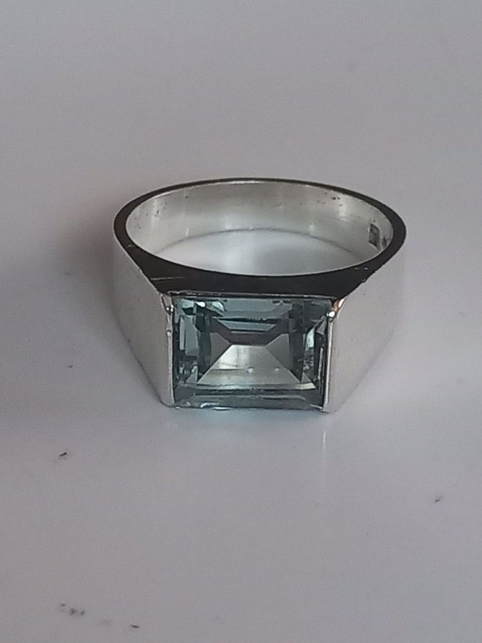 Vintage RING äkta silver BLÅ SPINELL Mattson  Olsson Malmö stl 1725