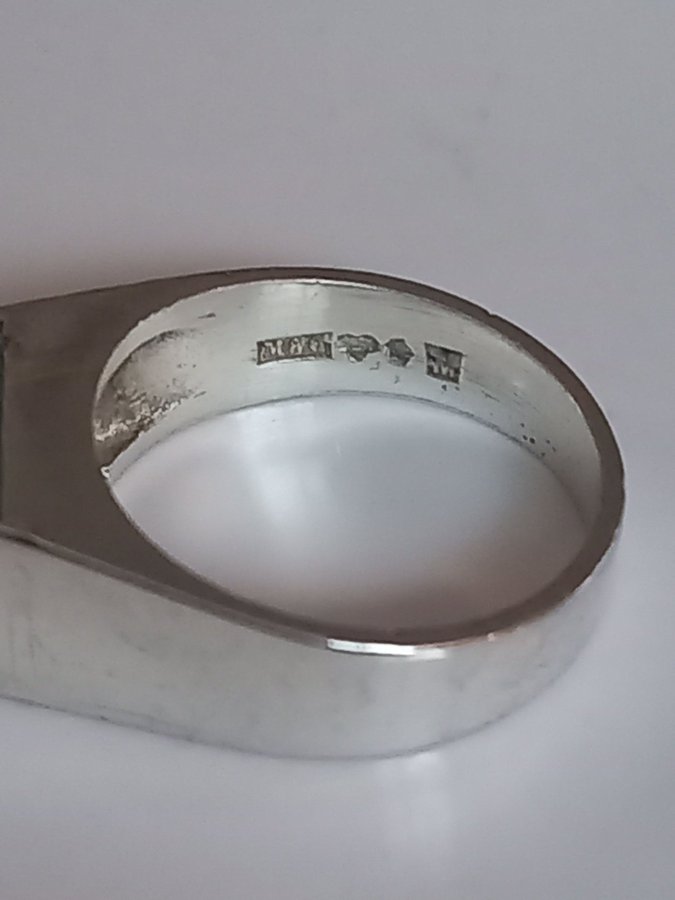 Vintage RING äkta silver BLÅ SPINELL Mattson  Olsson Malmö stl 1725