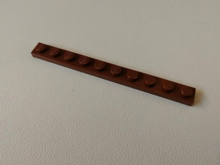 Lego - plate - platt - bas - 1x10 - part 4477 - brun (reddish)