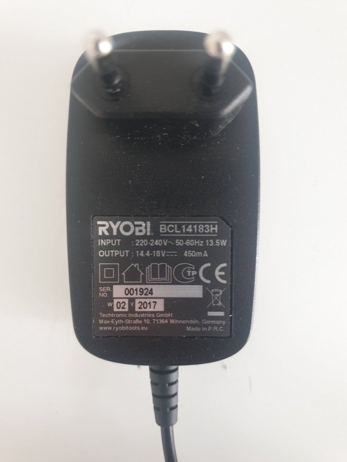 Helt ny batteriladdare, 18V,Ryobi One +, BCL14183H