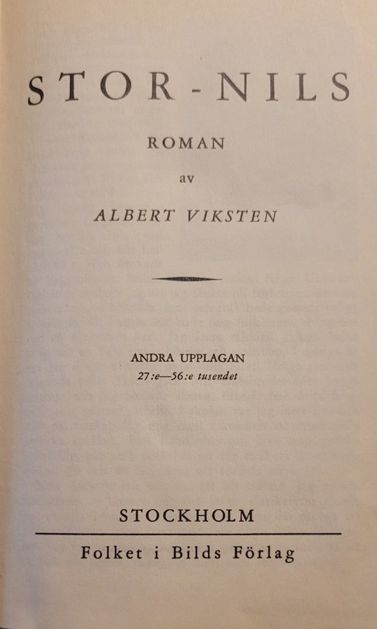 Stor-Nils - Roman av Albert Viksten (Andra upplagan, 27:e-36:e tusendet)