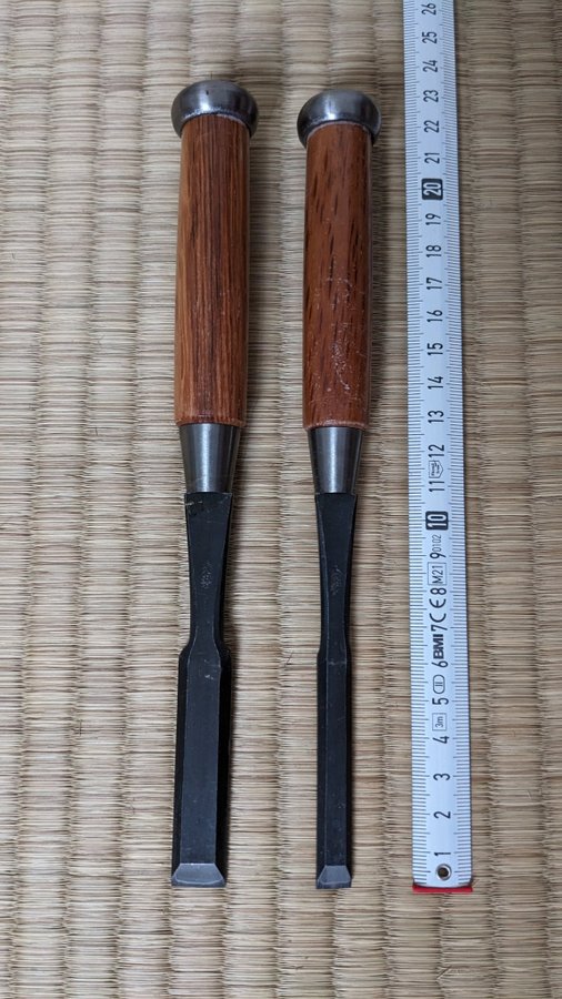 Vintage Japanese Chisel set of two "Hiramachi Nomi" 9mm and 15mm / New Old Stock