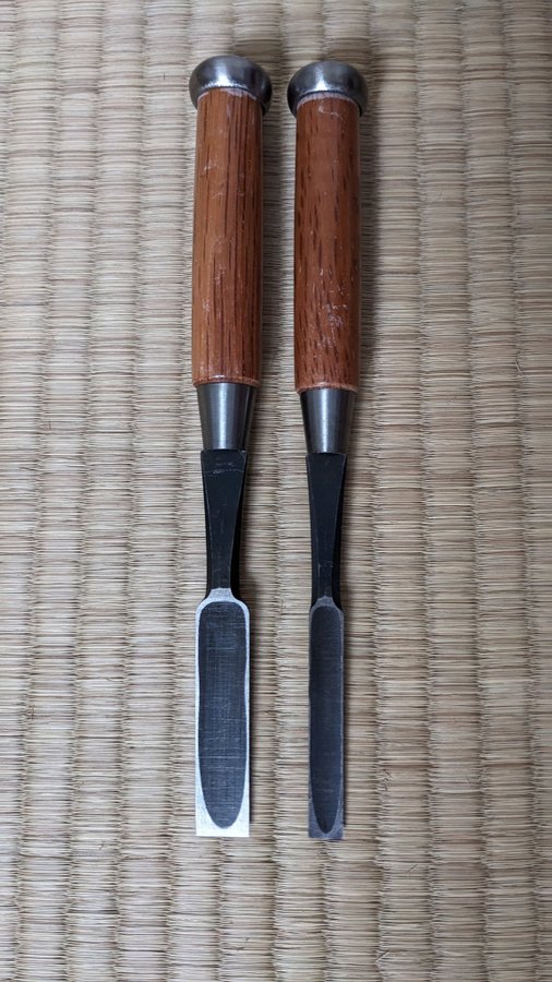 Vintage Japanese Chisel set of two "Hiramachi Nomi" 9mm and 15mm / New Old Stock