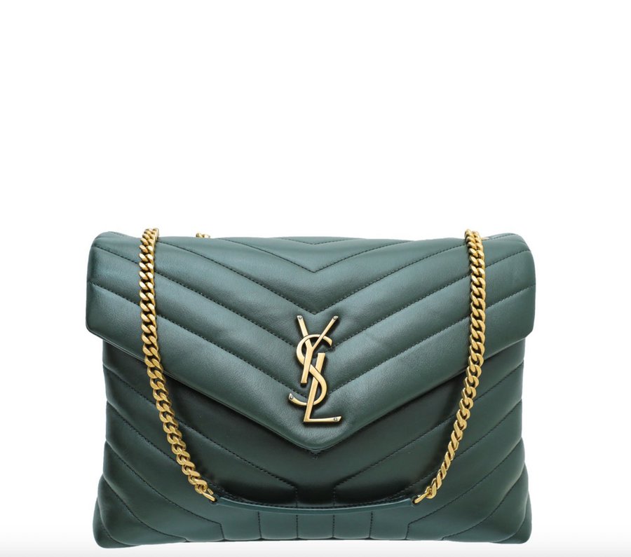 HELT NY Saint Laurent LOULOU MEDIUM CHAIN BAG VERT FONCÉ - MED ALLA TILLBEHÖR!