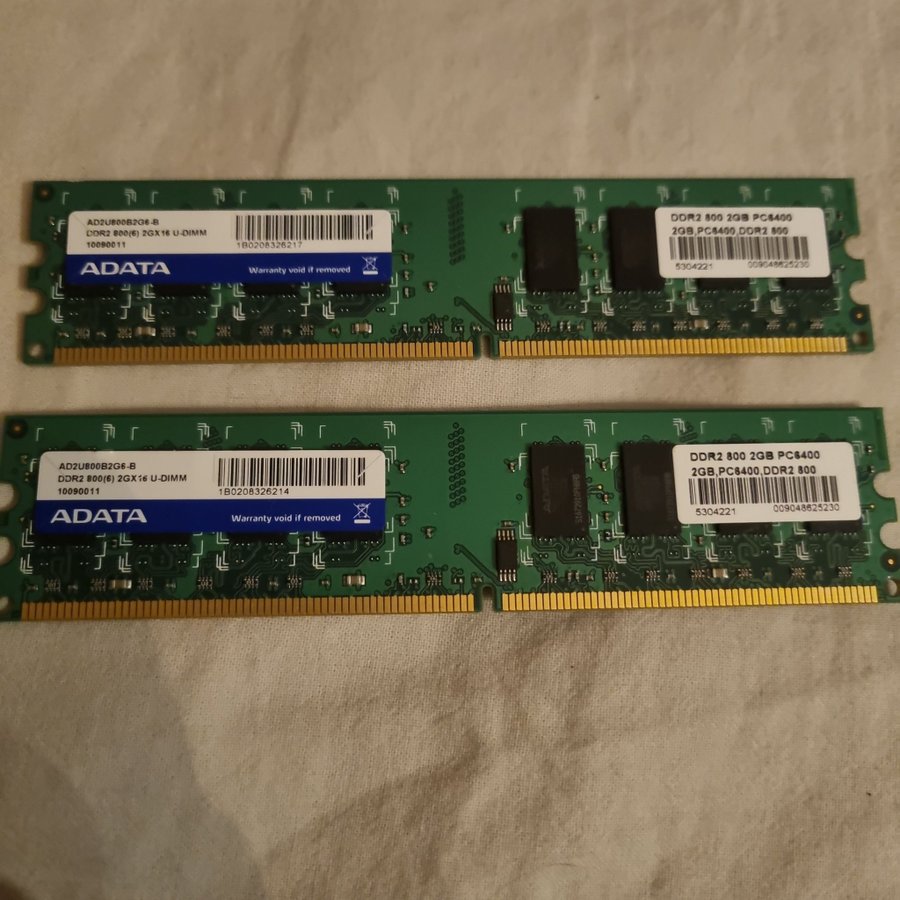 2x 2GB DDR2 800MHz PC6400