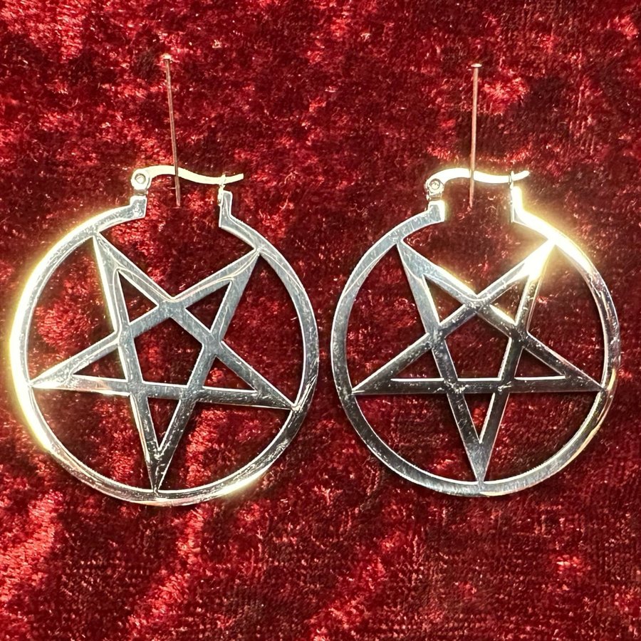 Nya örhängen m pentagram Ockult Wicca Metal Goth Satanic Punk