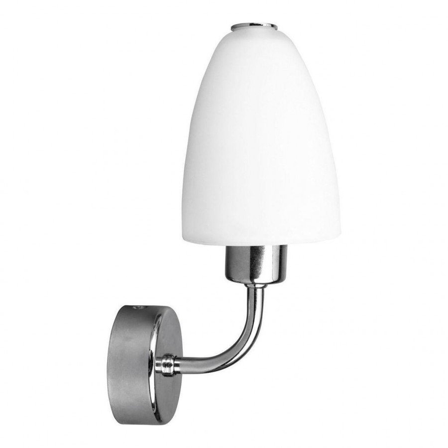 Elegant vägglampa i krom med vit kupa