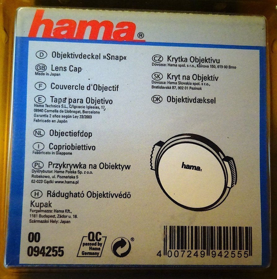 Optiklock Hama 55 mm.HELT NYTT.