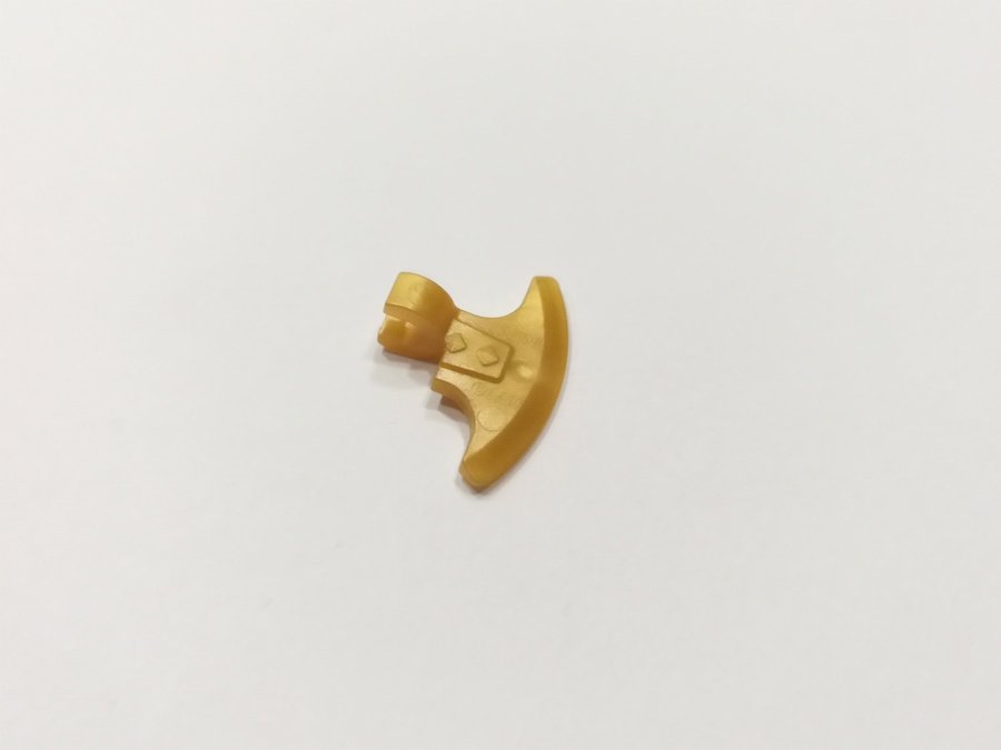 Lego - tillbehör - yxa - head with clips - part 53705 - guld (pearl gold)