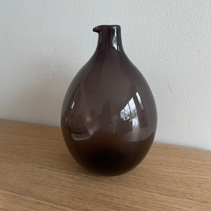 Flaska glas Fågelflaska signerad Timo Sarpaneva Iittala retro 50-tal Bird bottle