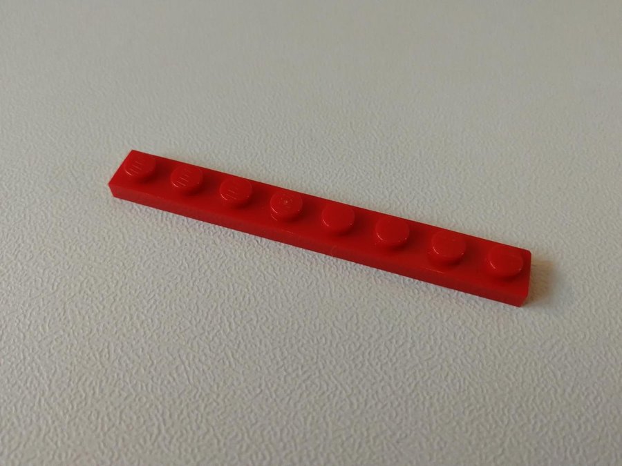 Lego - plate - platt - bas - 1x8 - part 3460 - röd