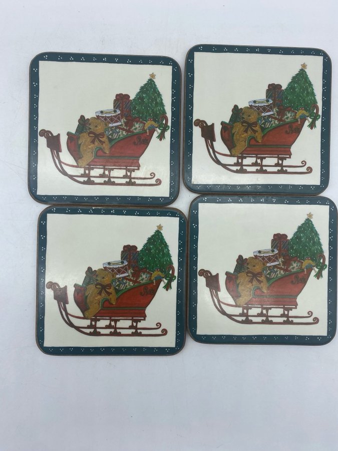 4st Underlägg/Coasters Pimpernel England Jul Advent Vintage Retro 80tal