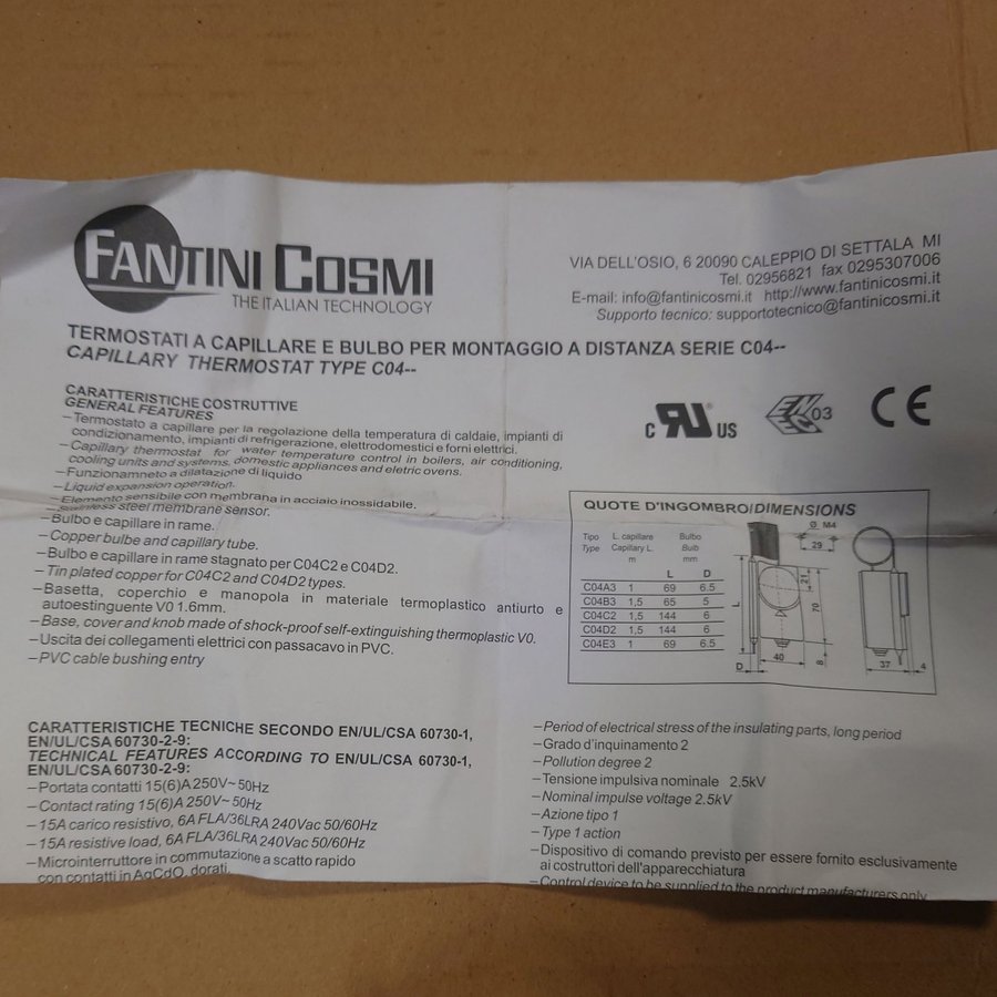 Fantini Cosmi C04C2 rumstermostat