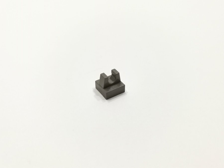 Lego - tile - modifierad - clips - 1x1 - part 2555 - mörkgrå (old dark gray)