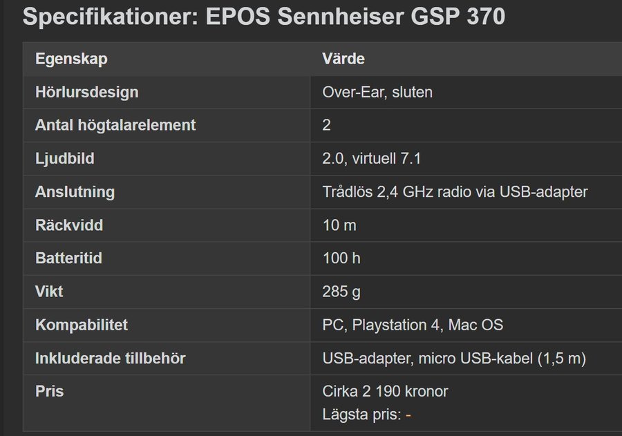 EPOS | Sennheiser GSP 370 trådlöst gaming headset