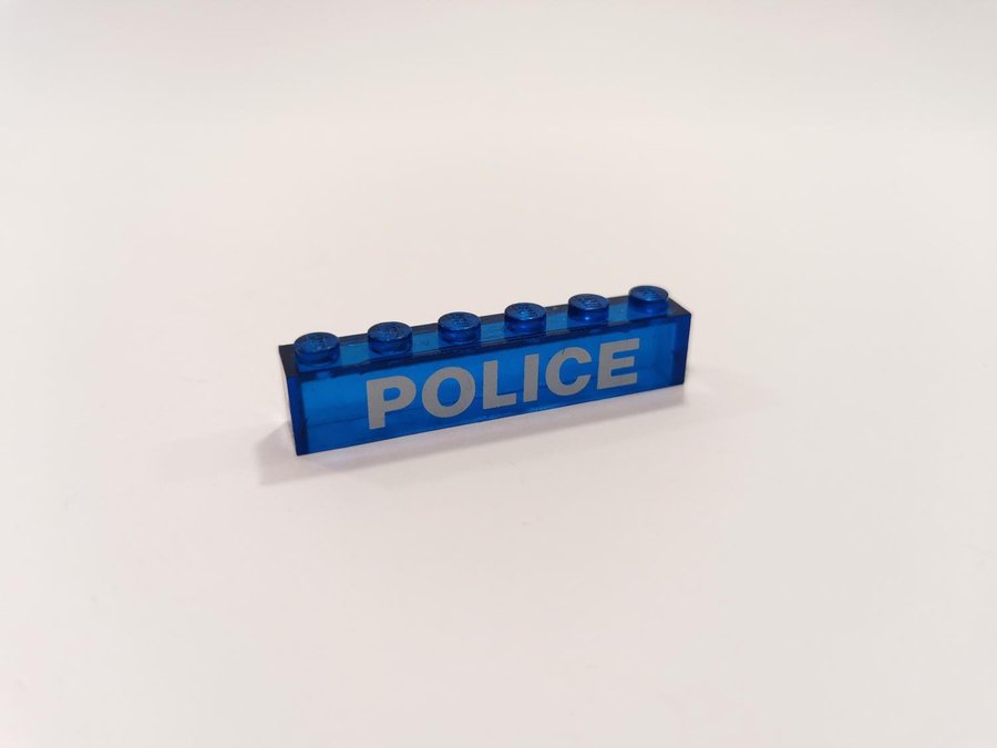 Lego - transparent - tryck - 6x1 - police - blå (trans dark blue)