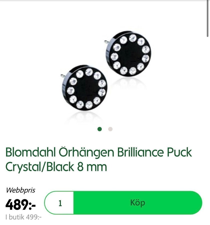 Oöppnade Blomdahl Örhängen Brilliance Puck Crystal/Black 8 mm