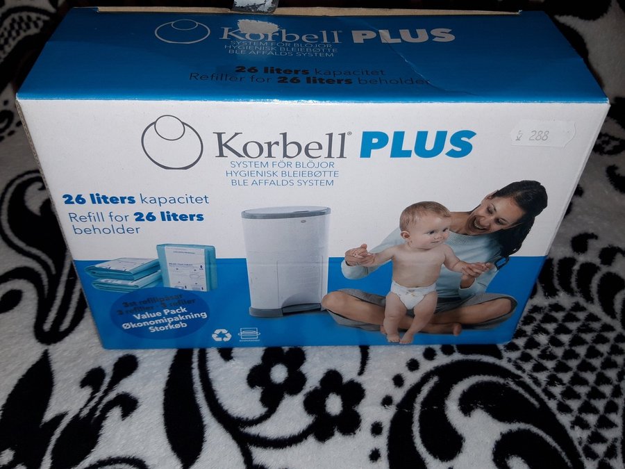 Refiller till Korbell PLUS blöjhink 2 av 3-pack (26 liters kapacitet)