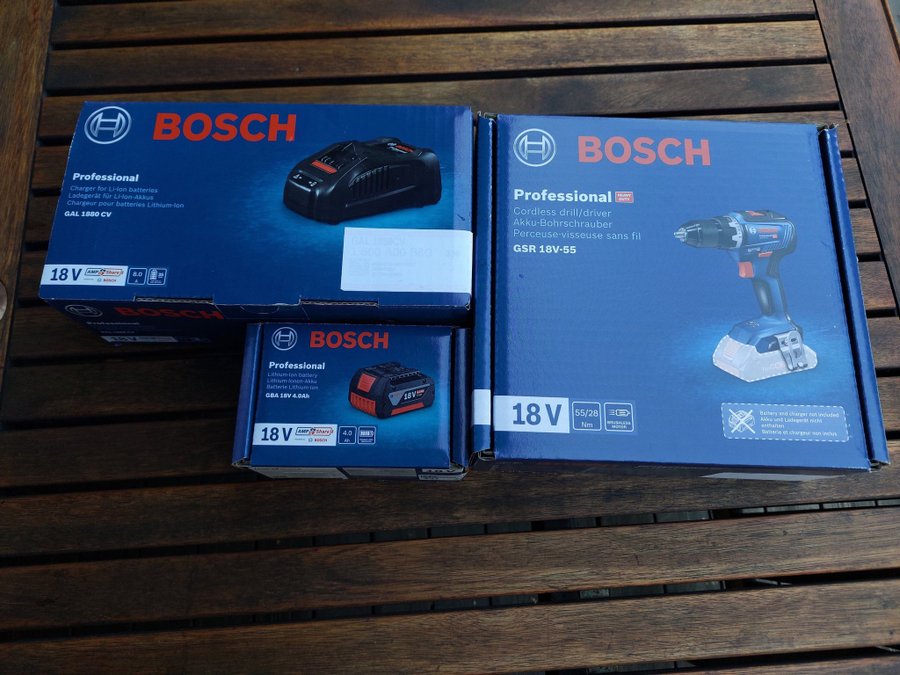 Bosch GSR 18v -55 med batteri och laddare Nytt