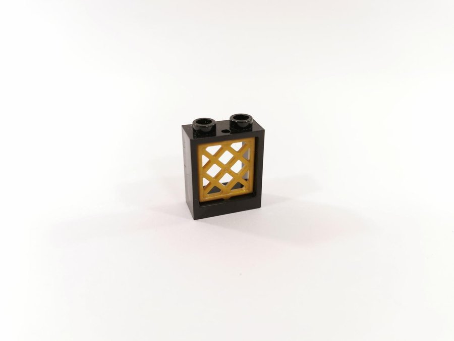 Lego - fönster - karm - galler - 1x2x2 - part 60592 / 38320 - svart / guld