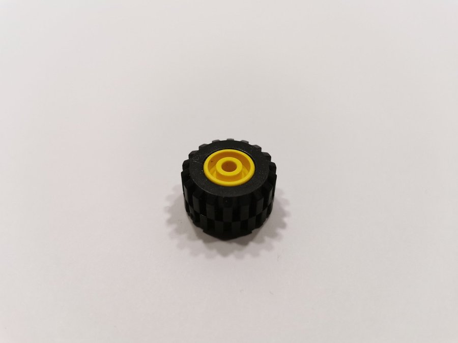 Lego - däck - hjul - gul - part 6014u / 6015 - gul /svart