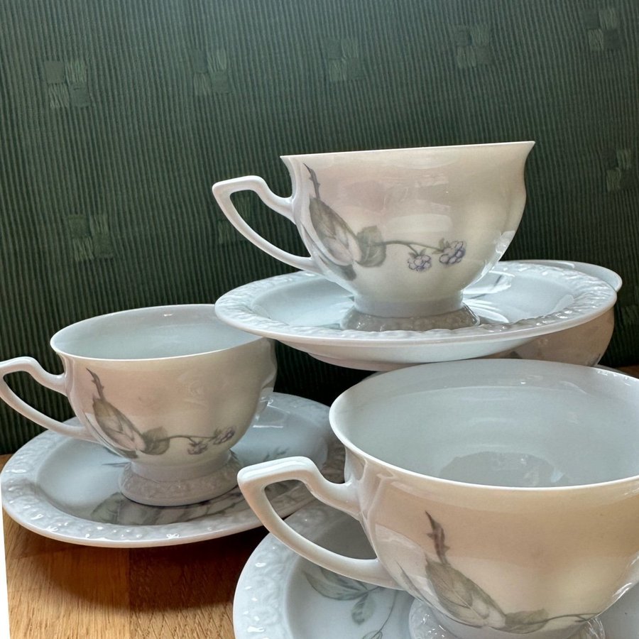 MARIA BJÖRNBÄR ROSENTHAL KAFFEKOPP m. ASSIETT 4st RETRO VINTAGE