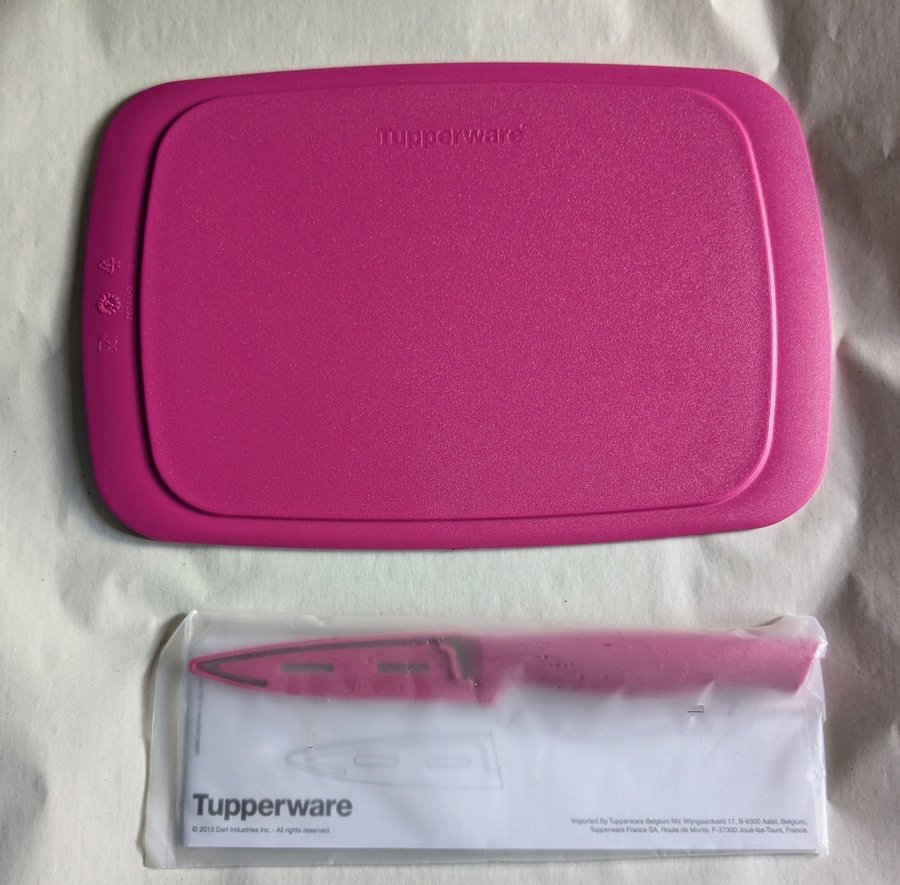 Tupperware KombiSmart Skärbräda + kniv cerise Nya