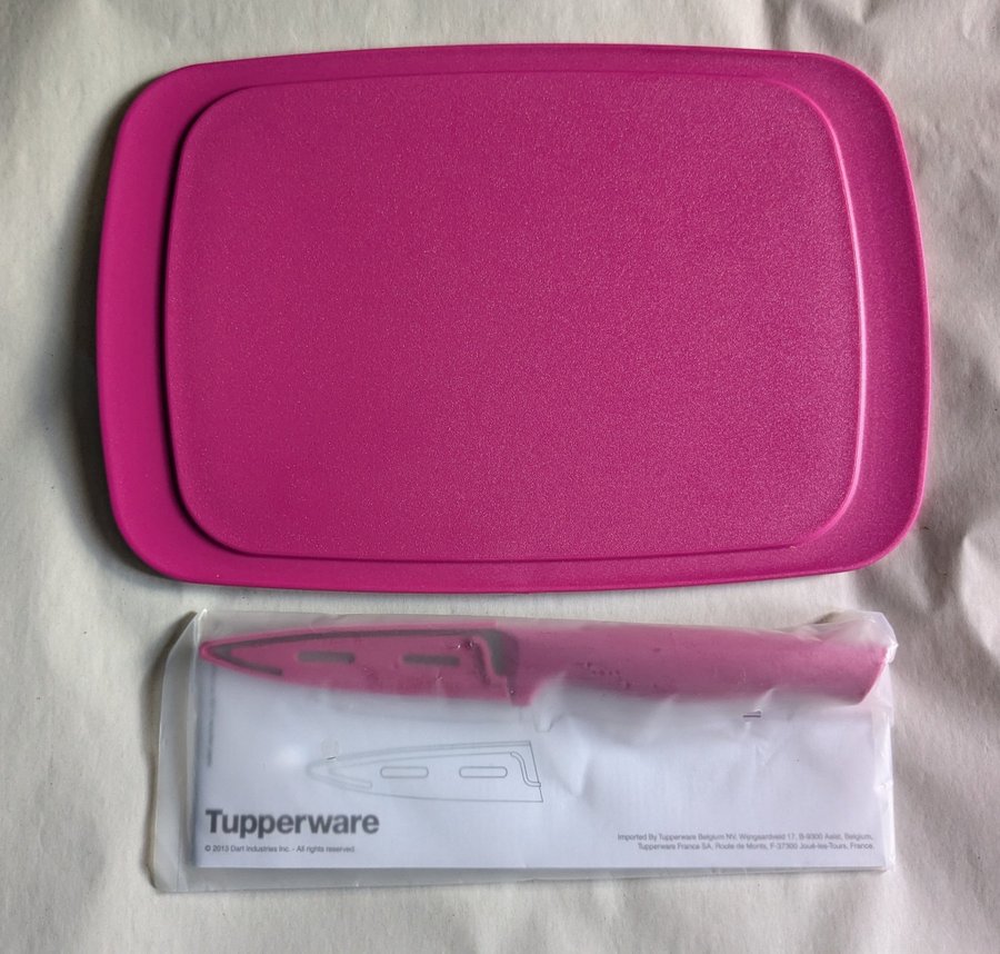 Tupperware KombiSmart Skärbräda + kniv cerise Nya