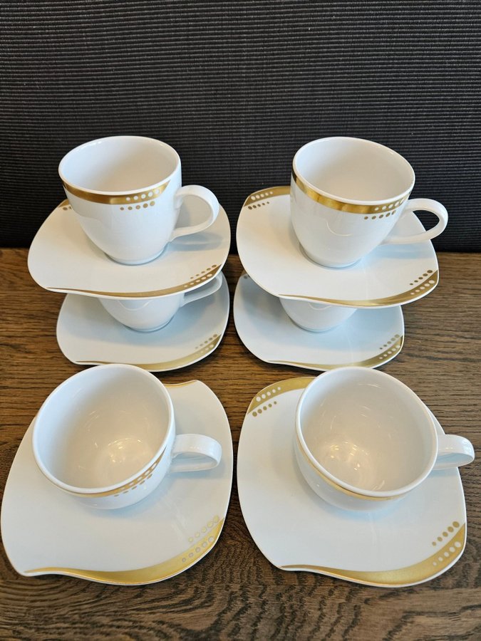 Superfin kaffeservis 6 st Fyrklövern Classic "Noblesse" Oanvända