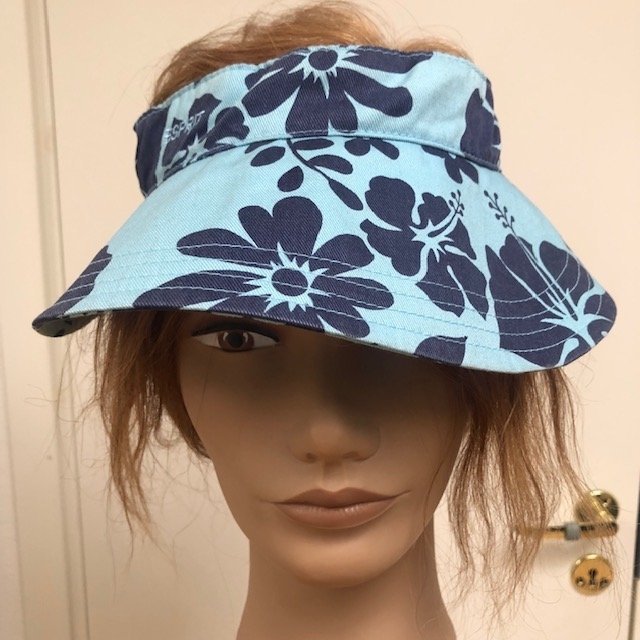 ESPRIT vintage ladies blue floral patterned sun visor cap one size adjustable