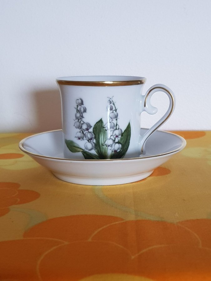 Retro vintage moccakopp/kaffekopp/espressokopp Svenska landskapsblommor