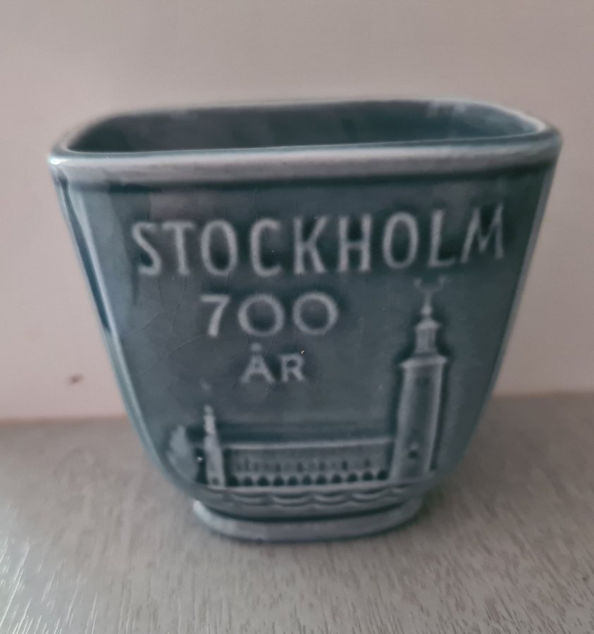 Vas blå Rörstrand Stockholm 700 år