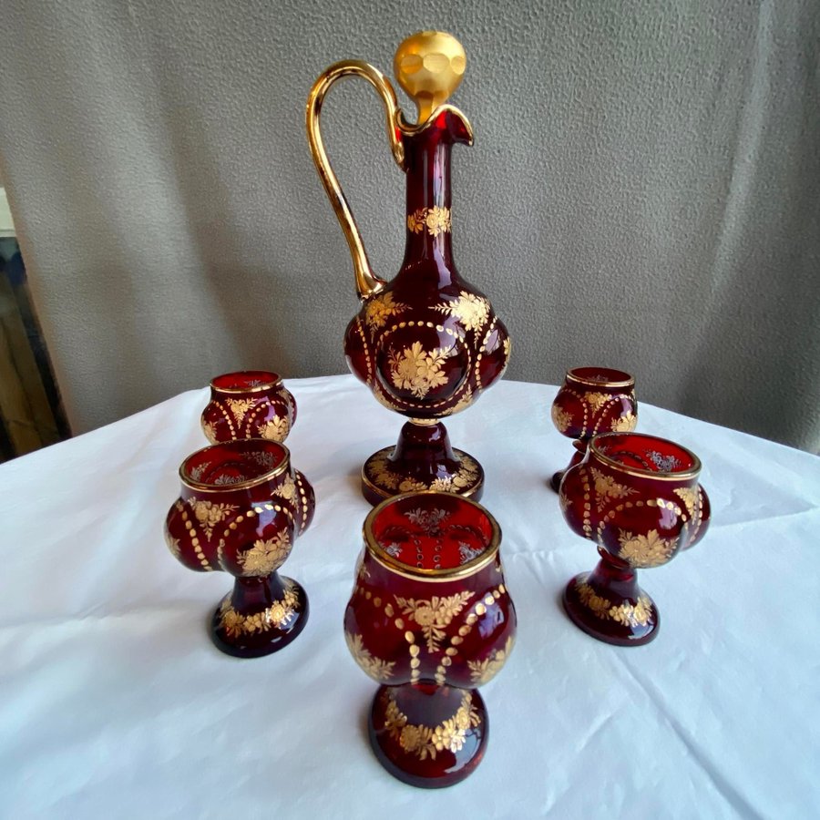 Vintage Murano Italien Salviati Venetianskt rubin glas